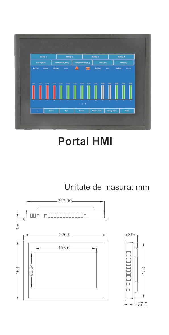 Afișaj local și nivel de operare (opțional) PBAT Gate pentru sistemul de monitorizare a bateriilor Foton.